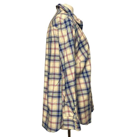 Talbots Plus Classic Cotton Long Sleeve Shirt Sz X Enchanted Blue Plaid NEW - Picture 3 of 6